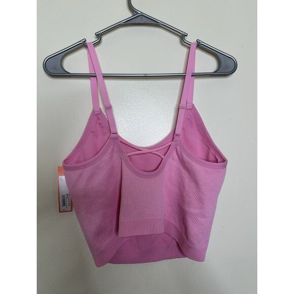Colsie Size 1X NEW Bubble Gum Pink Ribbed Long Line Sports Bra No Padding - Picture 5 of 7